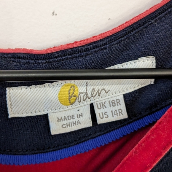 Boden Navy Blue Red Velvet Trim Cora Bell Sleeve Knit Dress - Picture 5 of 6